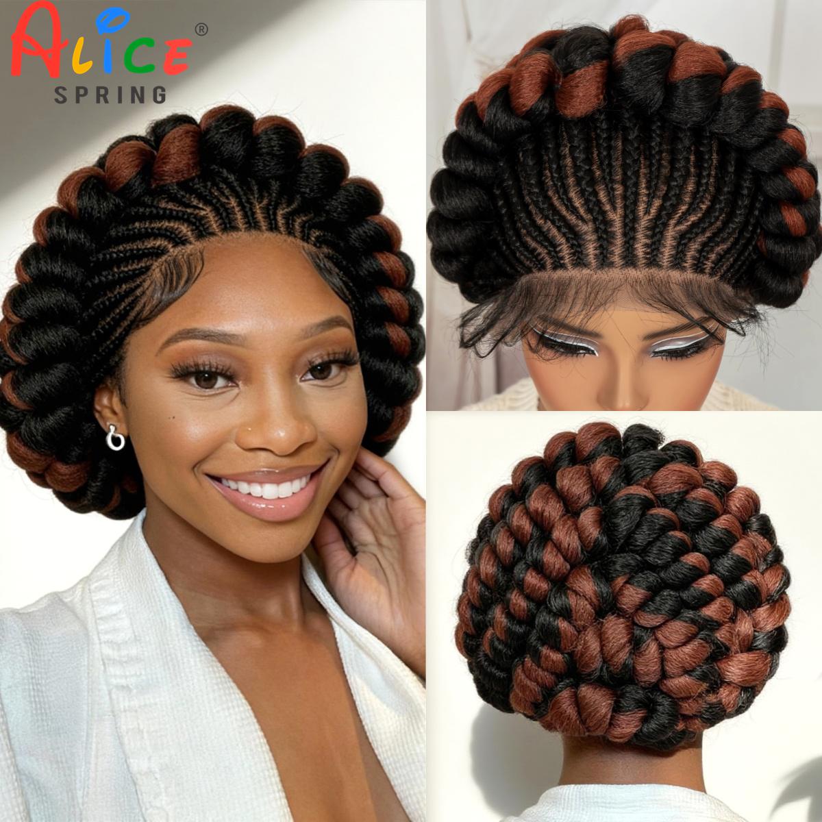 Synthetic Braided Wigs For Black Women - Cornrow geflochtene Perücken, synthetische Vollspitze, geflochtene