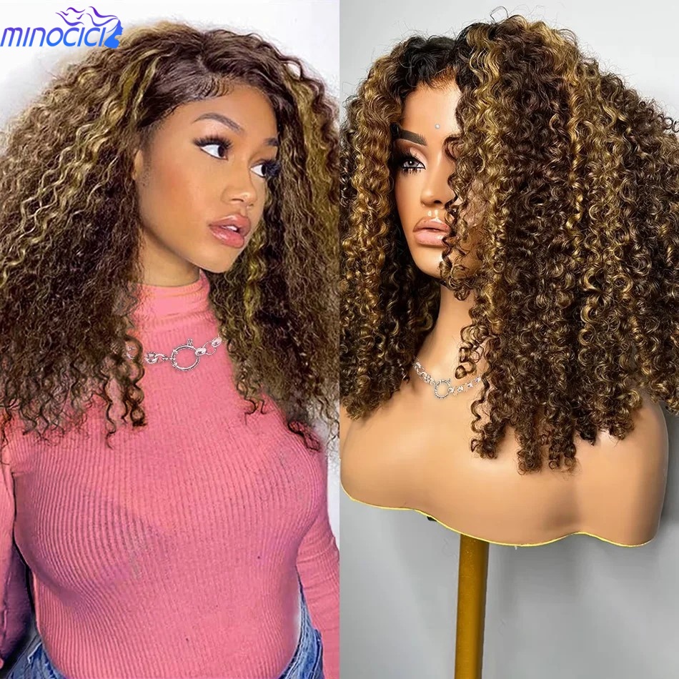 Glueless Wear And Go Human Hair Wig - P4/27 Highlight Curly Short Bob Perücke