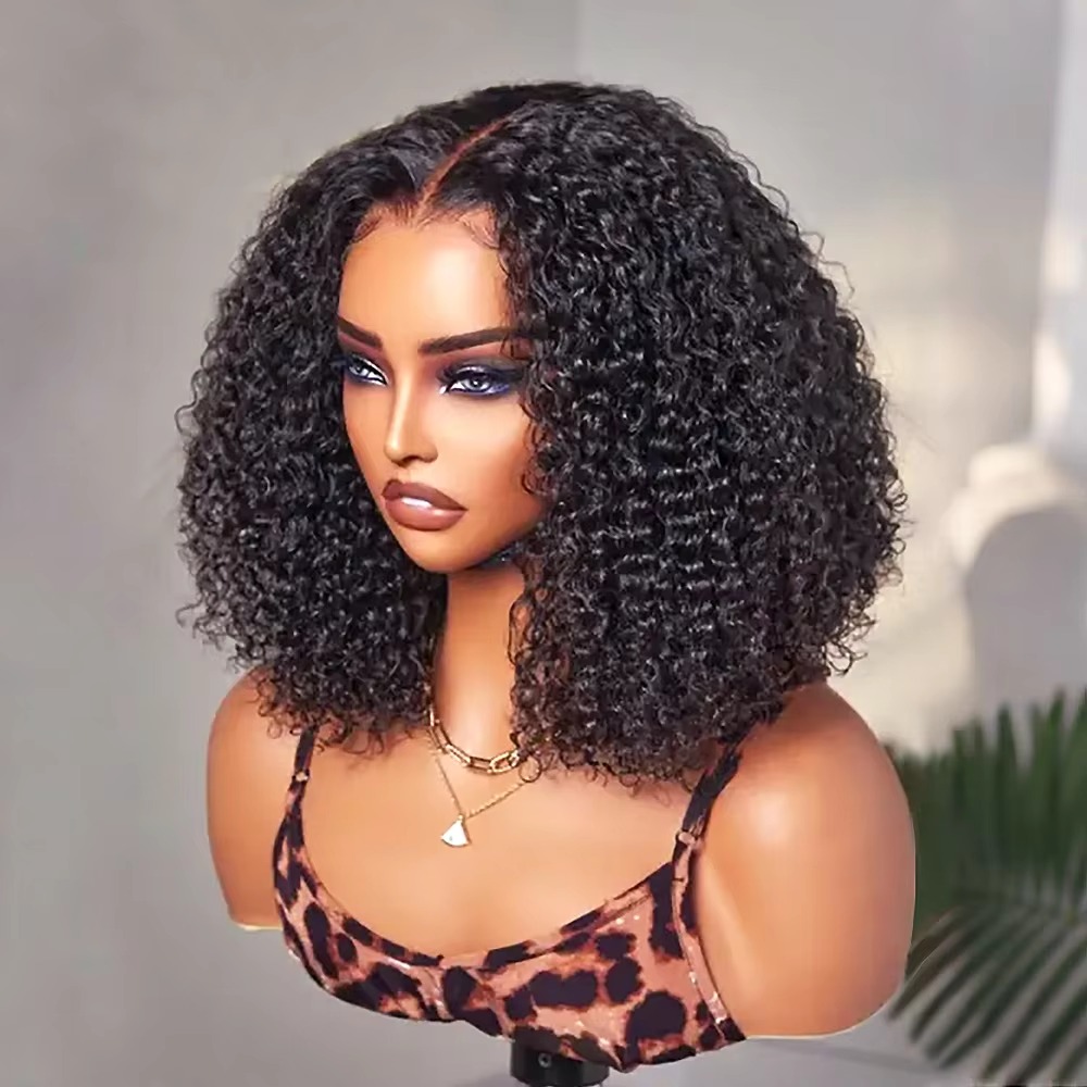 Glueless Wear And Go Human Hair Wig - 8-16 Zoll Bob Lockige Echthaarperücken 13x4