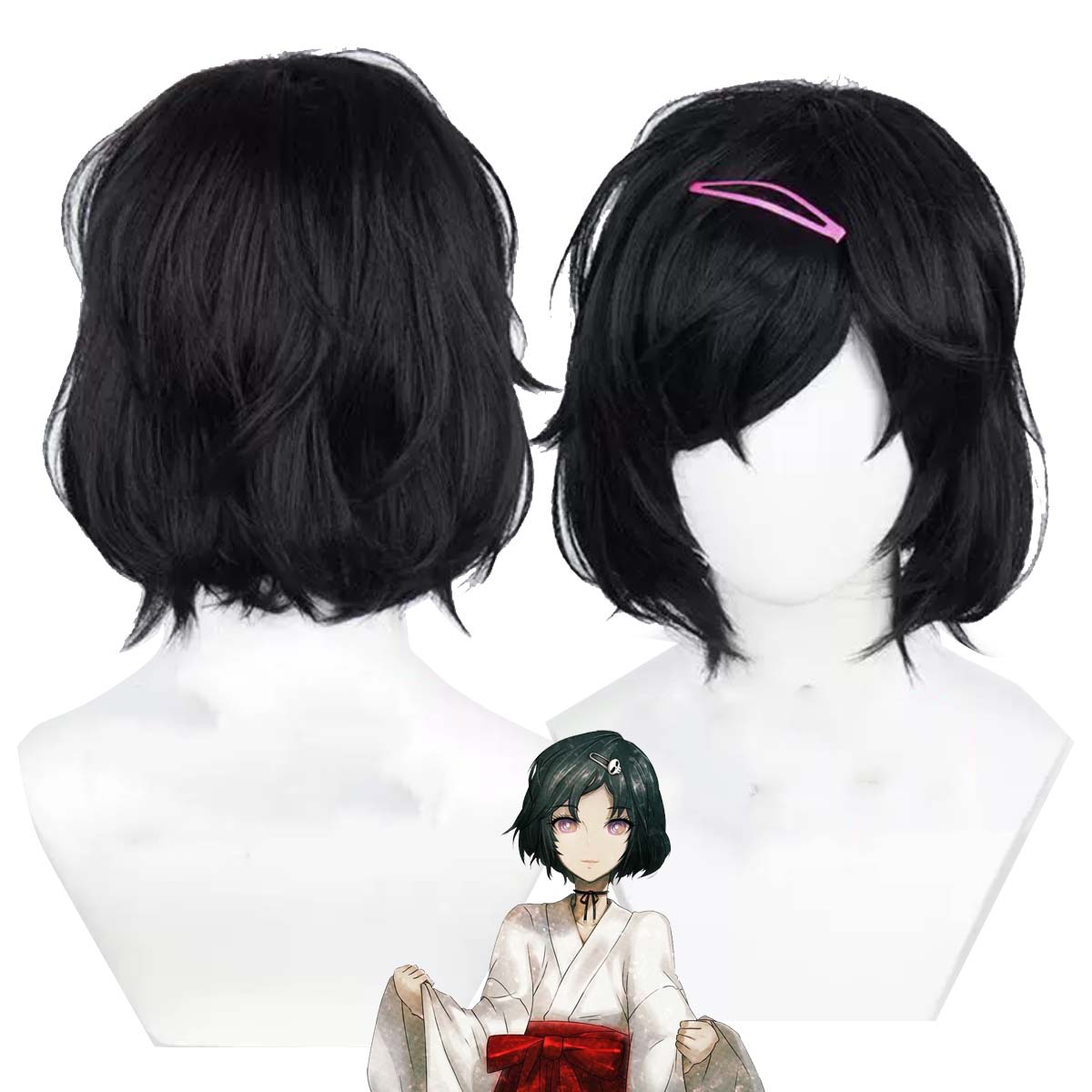 Synthetic Braided Wigs For Black Women - Frauen Anime Steins Gate Cosplay Urushibara
