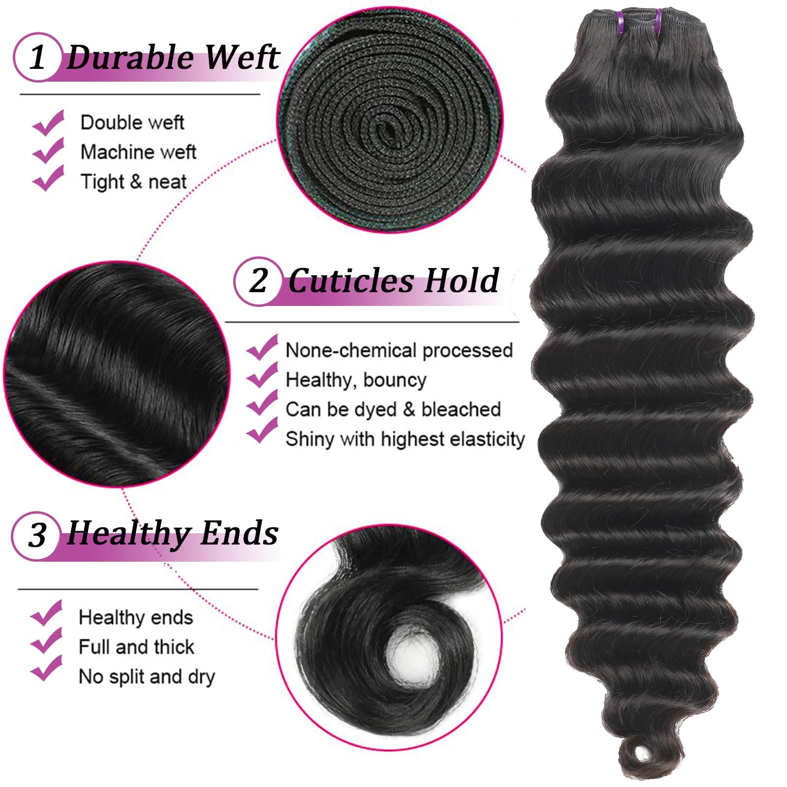 Lockere Deep-Wave-Haarbündel m – Deep Wave 3 Bundles With Closure Bewertung und Preis