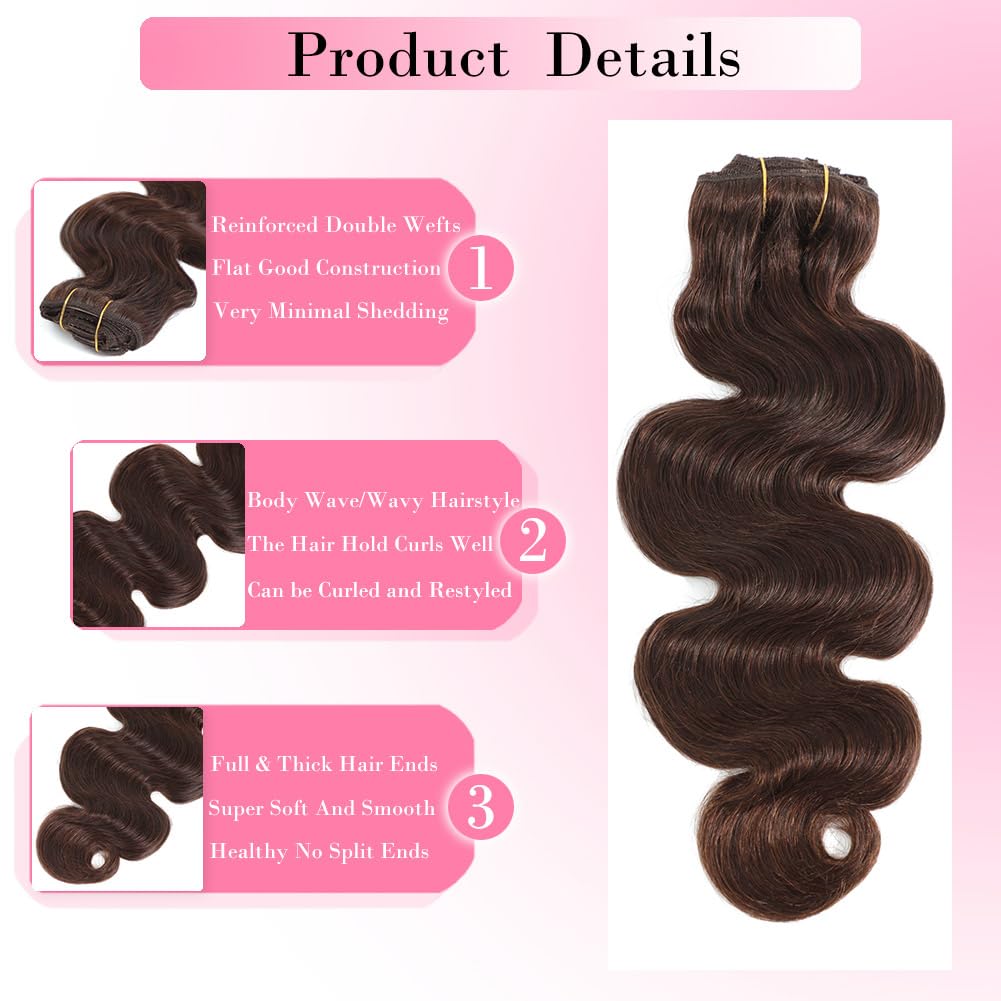 # 4 schokoladenbraune Körperwe – Seamless Clip In Hair Extensions Human Hair Bewertung und Preis