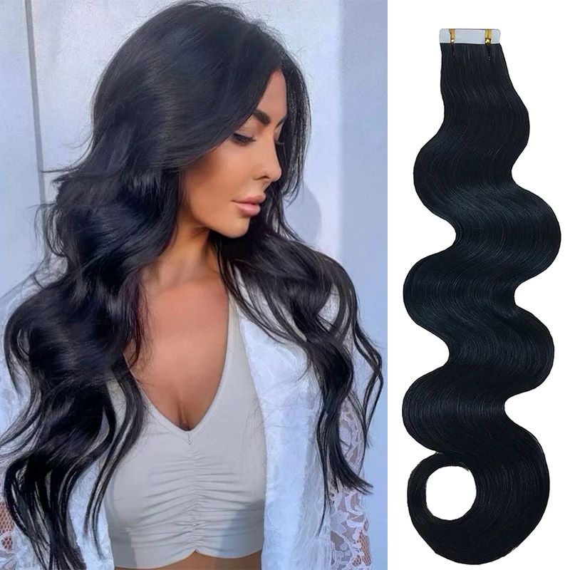 Langes gewelltes Klebeband in  – Invisible Tape In Extensions Real Hair Bewertung und Preis