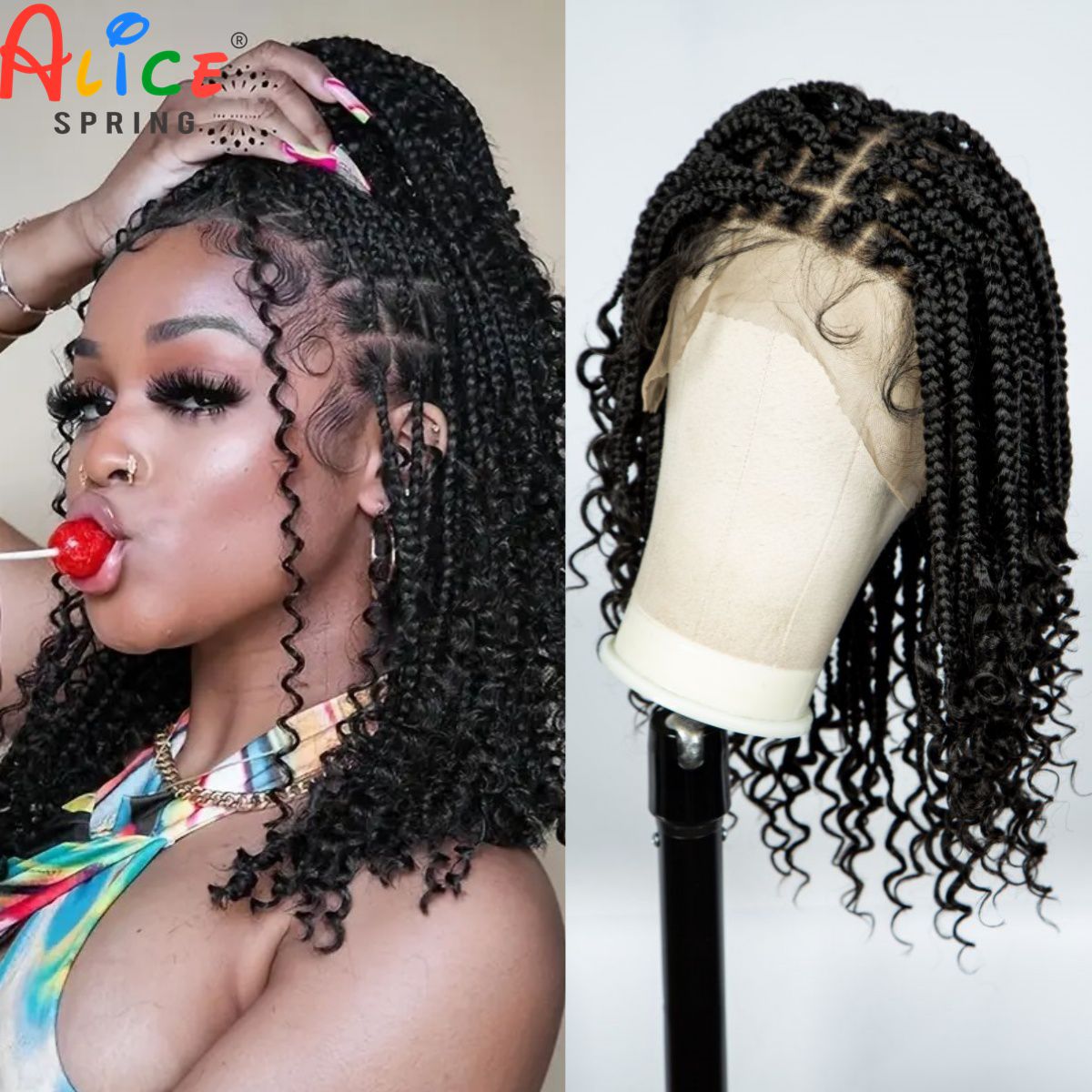 Knotenlose, boxgeflochtene Per – Synthetic Braided Wigs For Black Women Bewertung und Preis