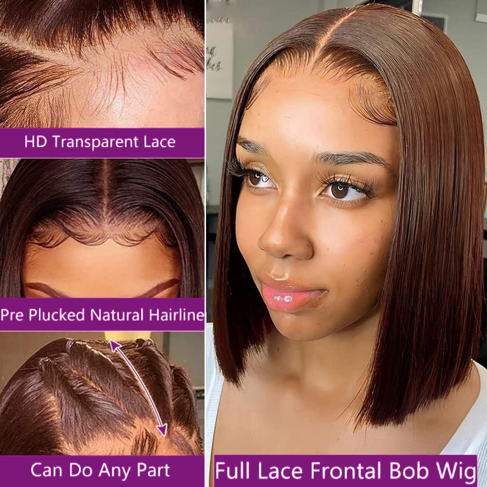 Vorgezupfte, schokoladenbraune – Pre Parted 13X4 Lace Front Bob Wig Bewertung und Preis