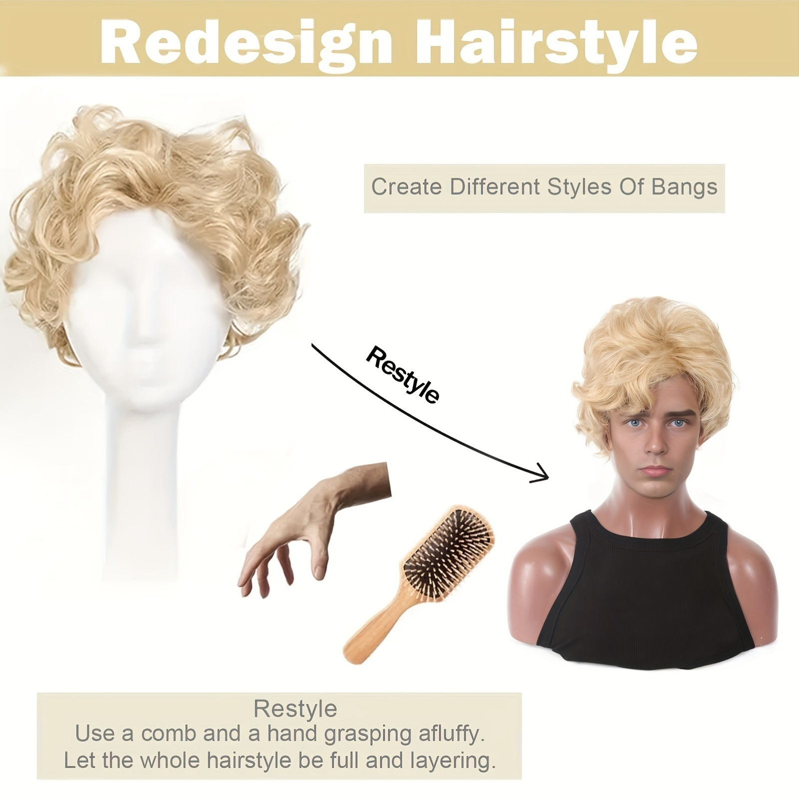Herren-Perücke, blond, kurz, g – Synthetic Wigs Bewertung und Preis