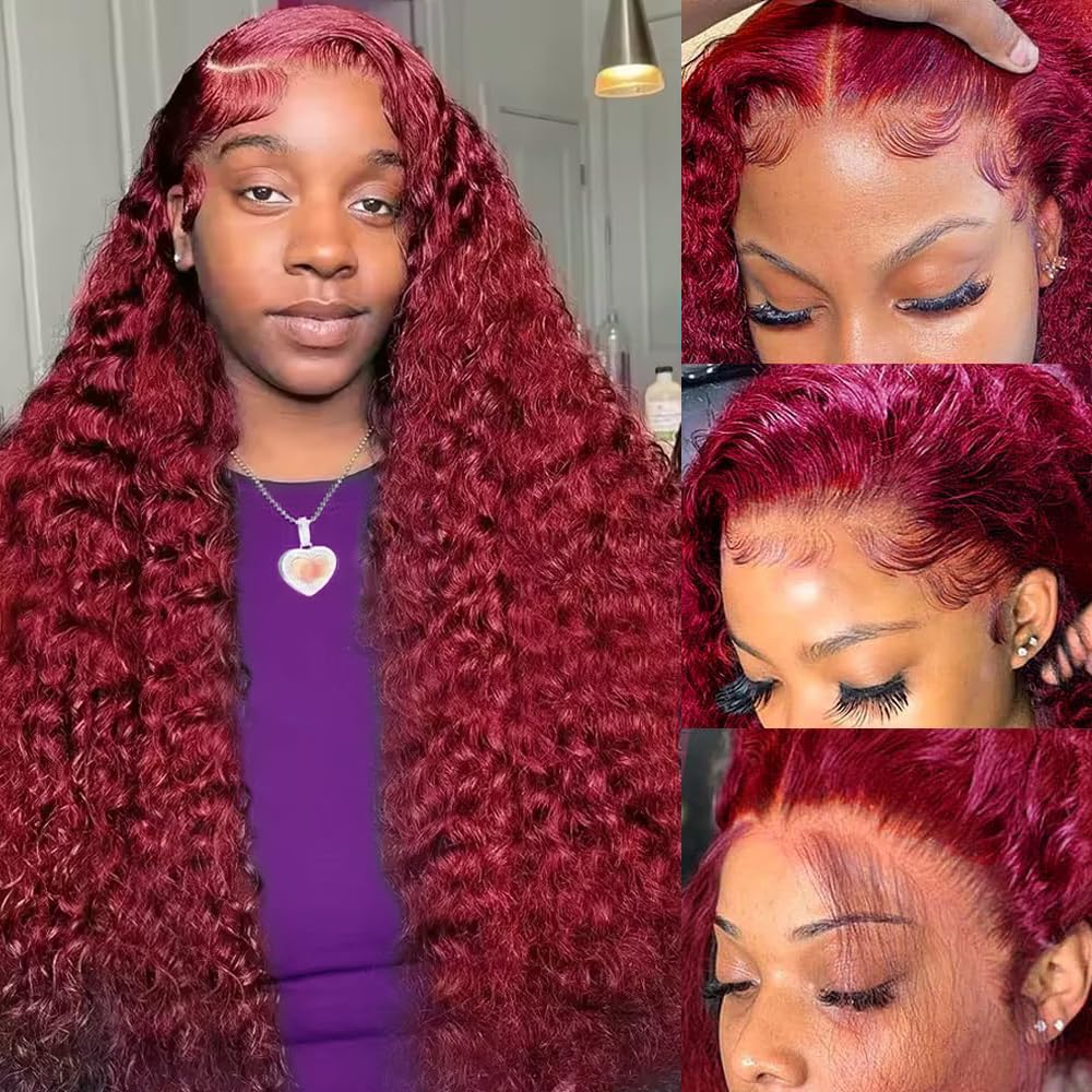 200 Density Burgunderrote Deep – Lace Front Wigs Bewertung und Preis